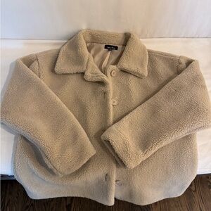 Lea & Viola light tan teddy jacket, size M